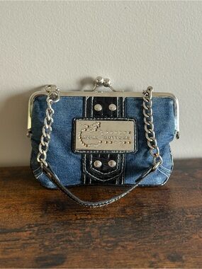 Vintage Y2K Apple Bottoms Denim Kiss Lock Handbag